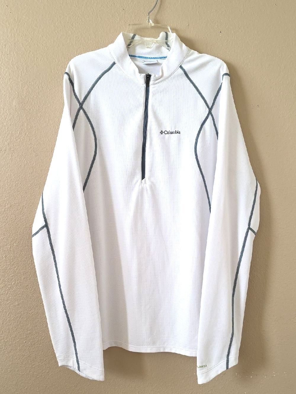 Columbia Mens White Narrows Quarter Zip Moisture Wicking Shirt - Size Large